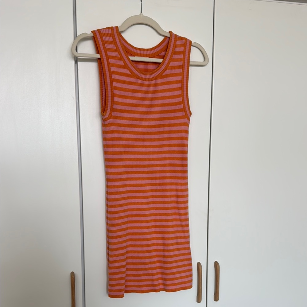 Spell Orange and Pink Striped Mini Dress